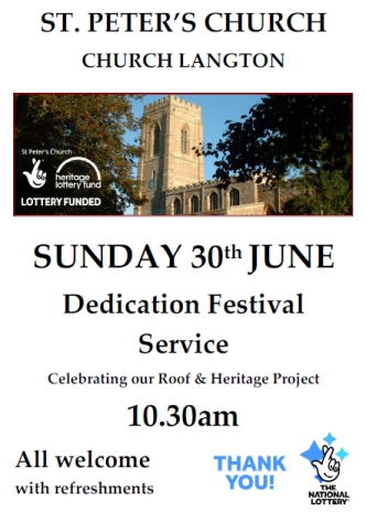 Poster for the Dedication Service June 2019
