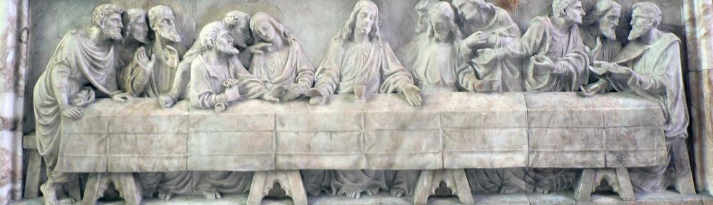 Last Supper-Reredo carving by J Reid at St Peter's Church