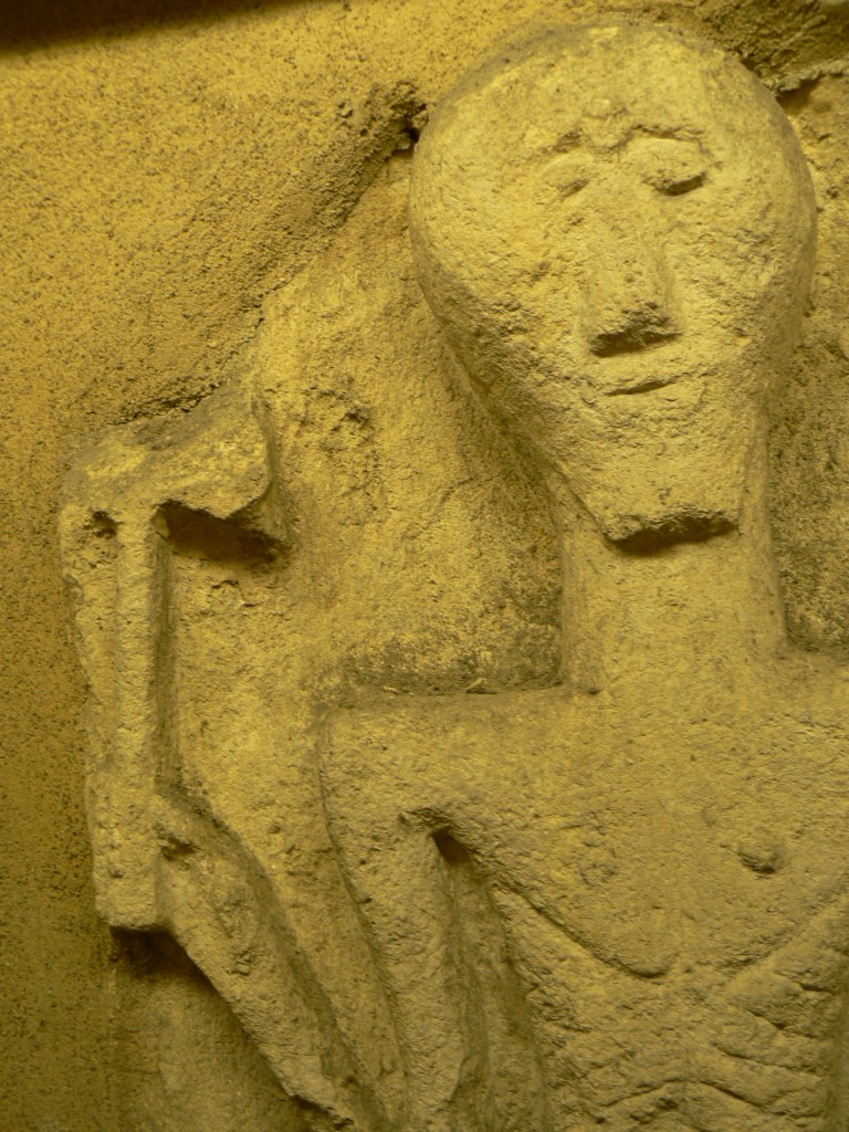Photo shows ancient carving in stone of Sheila-Na-Gig found inside St Peter's Church, Photo by Maxine Dodd, copyright reserved