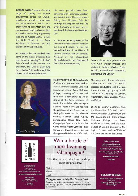 250th Anniversary programme - Handel's Messiah at Church Langton, 2009, Inside page