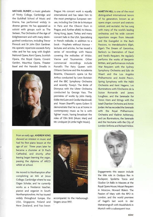 250th Anniversary programme - Handel's Messiah at Church Langton, 2009, Inside page