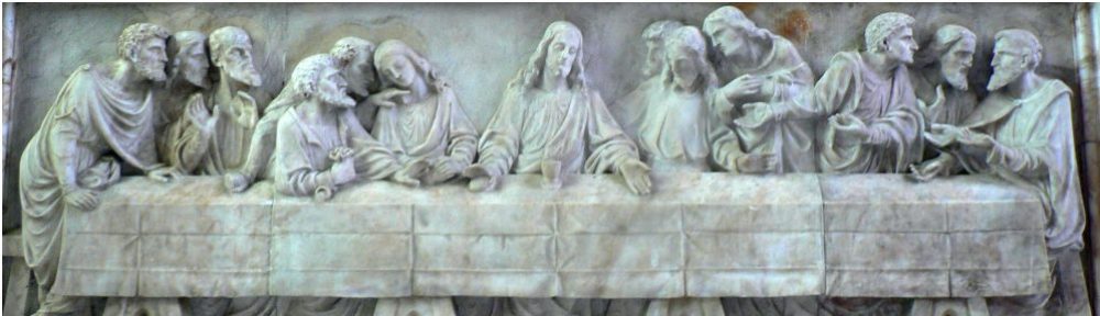 St Peter's Church, Reredos: Last Supper, J Reid, after Leonardo Da Vinci