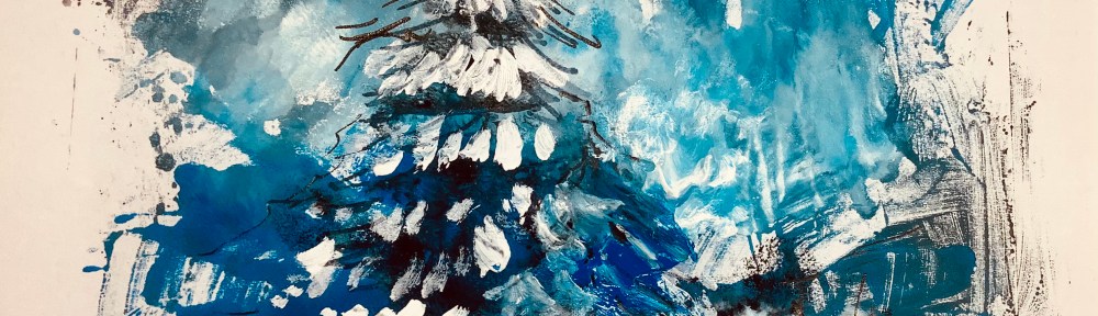Winter trees imagined, mono print, Maxine Dodd
