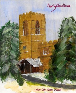 Merry Christmas! Painting of St Peter's Church by Tony Spencer