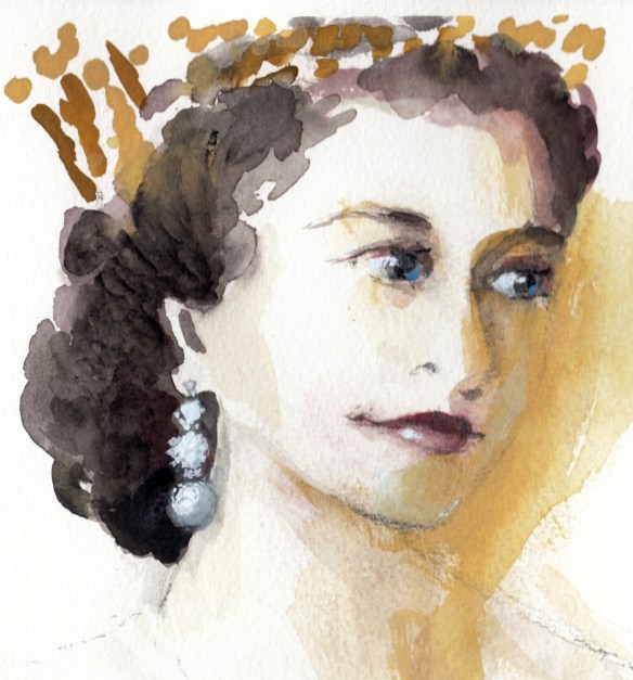 Watercolour portrait of Her Majesty Queen Elizabeth II