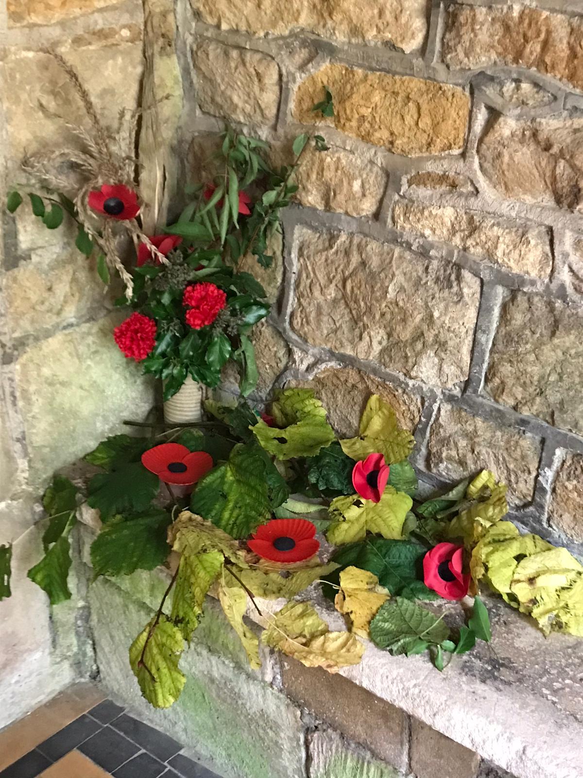 St Peter's Church porch, Remembrance flowers
