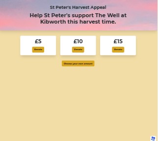 Screen shot where QR code to make a secure donation to St Peter's Harvest appeal